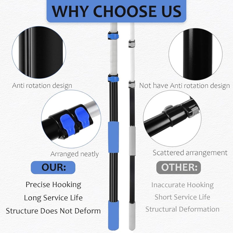 FixOasis 【Upgrade Anti Rotation】5-16 Ft Telescopic Christmas Light Extension Pole,Christmas Light Installation Tools,Christmas Light Extension Pole For Multi-Purpose Light Installation,String Lights,Birdfeeder - Image 4